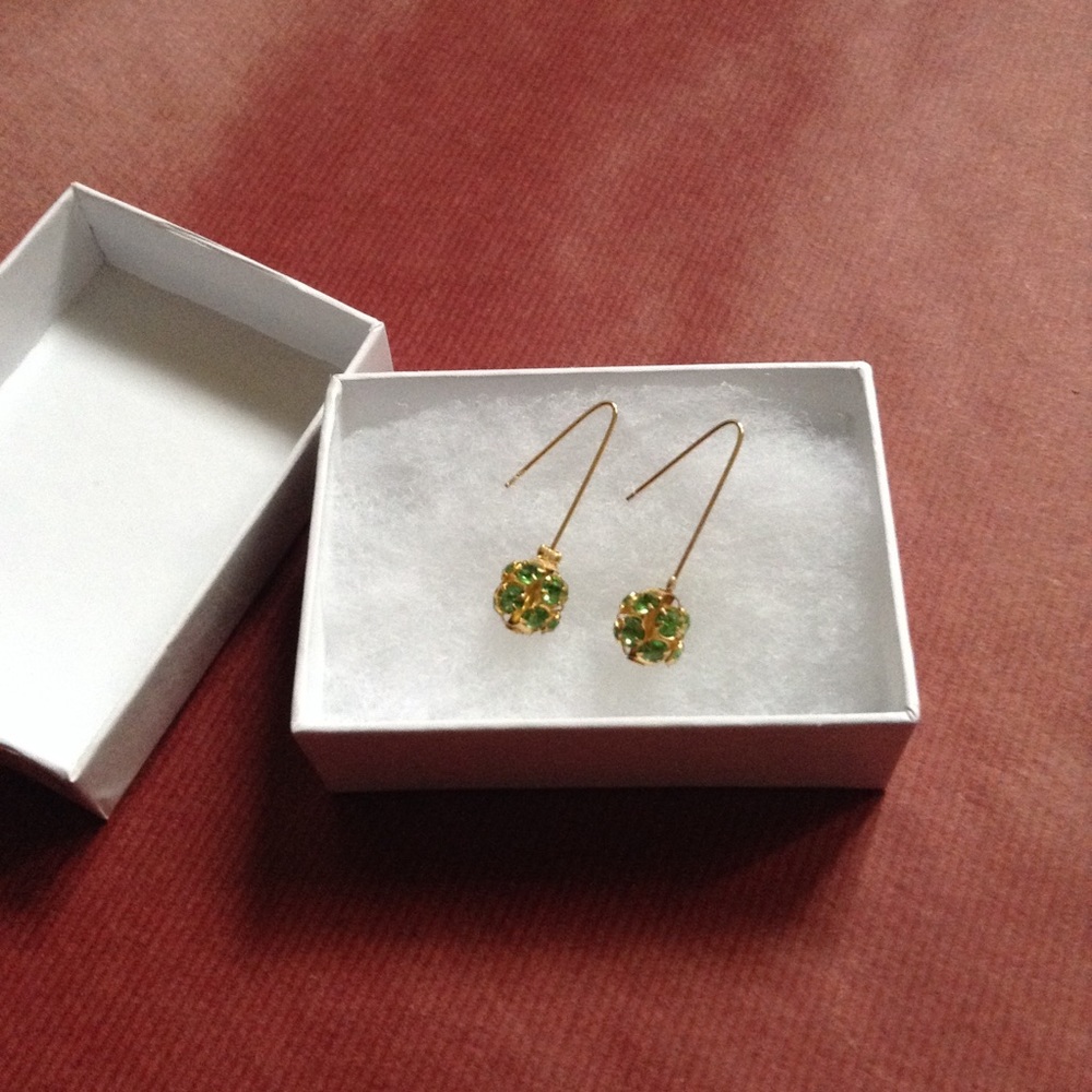 Green Rhinestone Dragonball Earrings, Brand new! - Picture 4 of 5